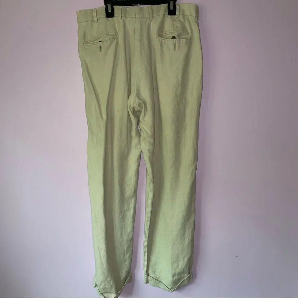 Brooks Brothers 35x30 Irish Linen Trouser Light Tan Pants Coastal Minimalist